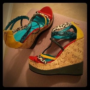 Strappy Multicolored Sandal Wedges